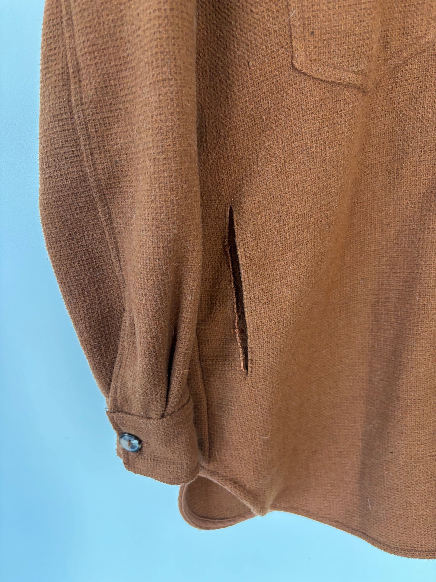 RD Style Textured Knit Shirt Jacket Cognac Brown | Sz Small (Oversized)