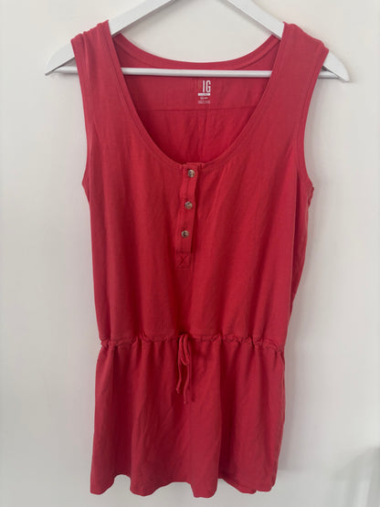 Fig Tie Waist Dress Orange/Red | Sz Large