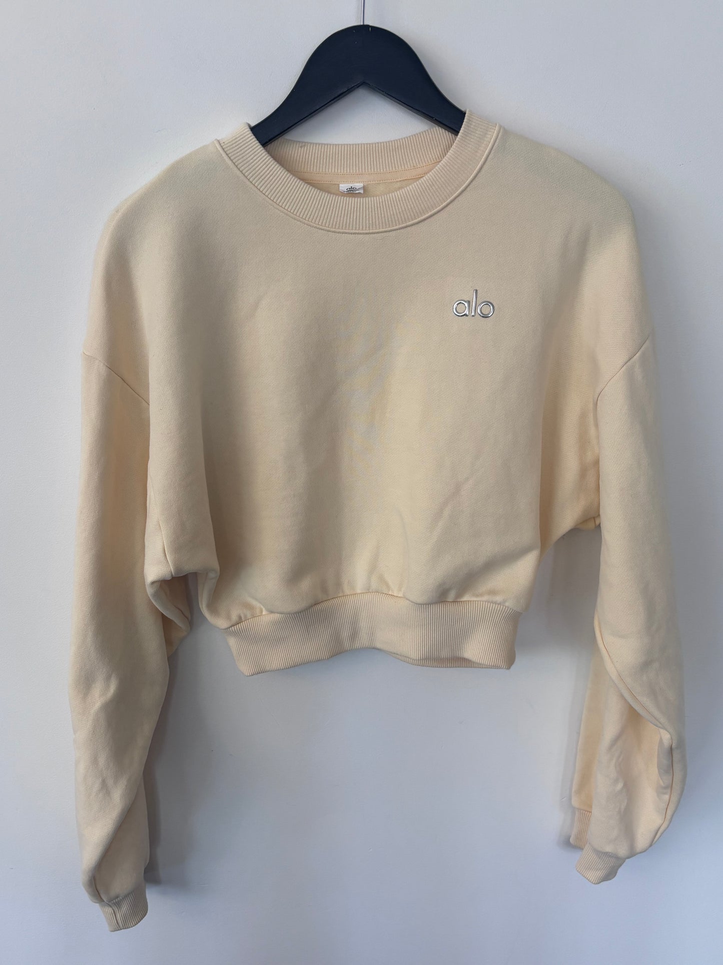 Alo Cropped Accolade Crewneck - Candlelight Yellow | Sz XS/S (relaxed fit)