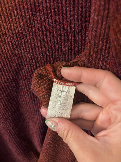 Bergundy Soft Longline Ribbed Cardigan | Sz Medium