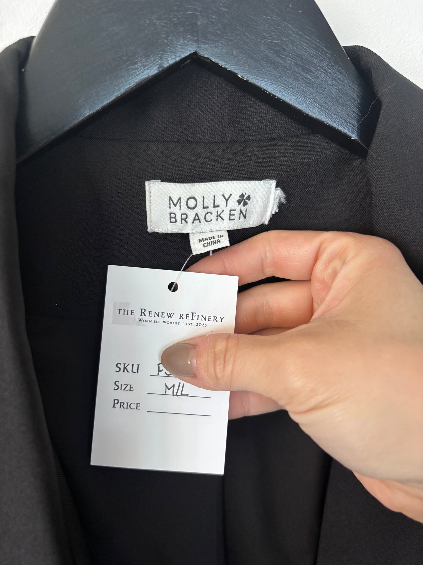 Molly Bracken Black Open Blazer | Sz M/L