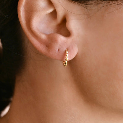 BEJ Beaded Huggie Earrings in Yellow Gold (12 mm)