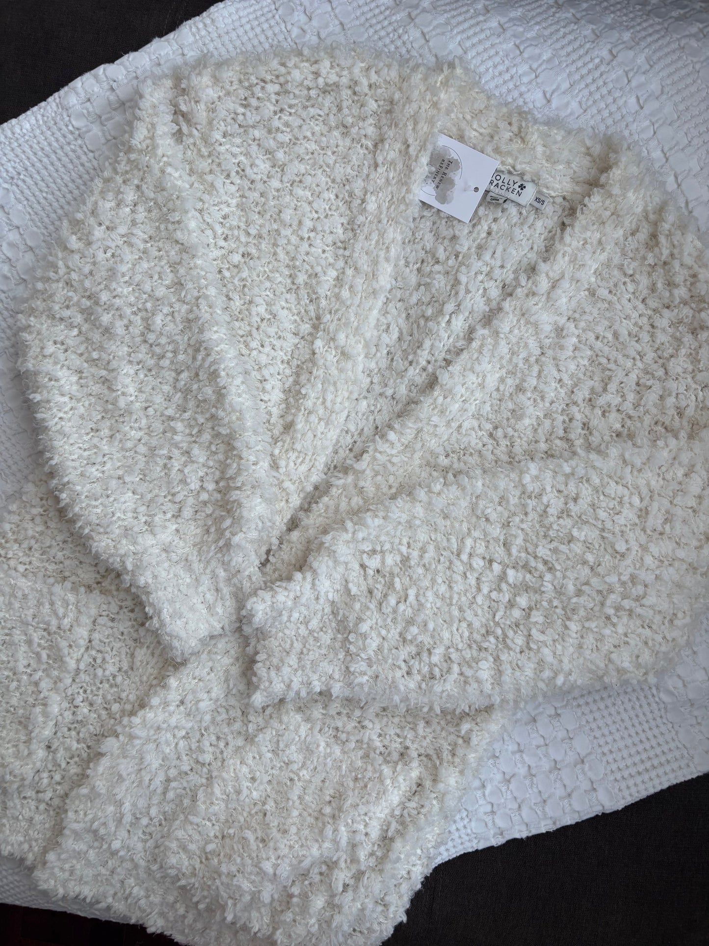 Molly Bracken Popcorn Textured Open Cardigan | Sz XS/S (oversized)(F31S6)