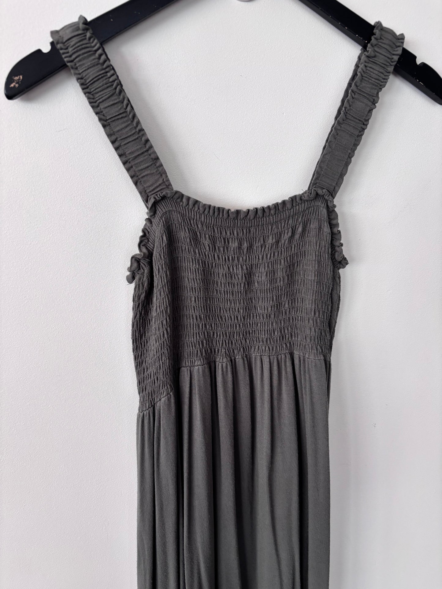 Hello Miz Smocked Tube Midi Dress in Green/Grey | Sz Small (Maternity brand)