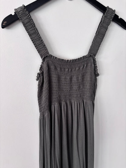 Hello Miz Smocked Tube Midi Dress in Green/Grey | Sz Small (Maternity brand)