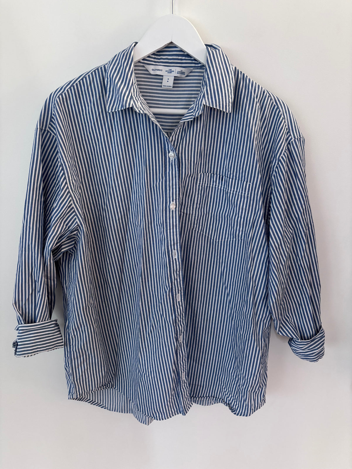 Old Navy The Boyfriend Striped Poplin Shirt Oversized | Sz Small