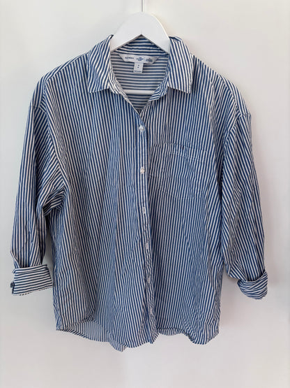 Old Navy The Boyfriend Striped Poplin Shirt Oversized | Sz Small