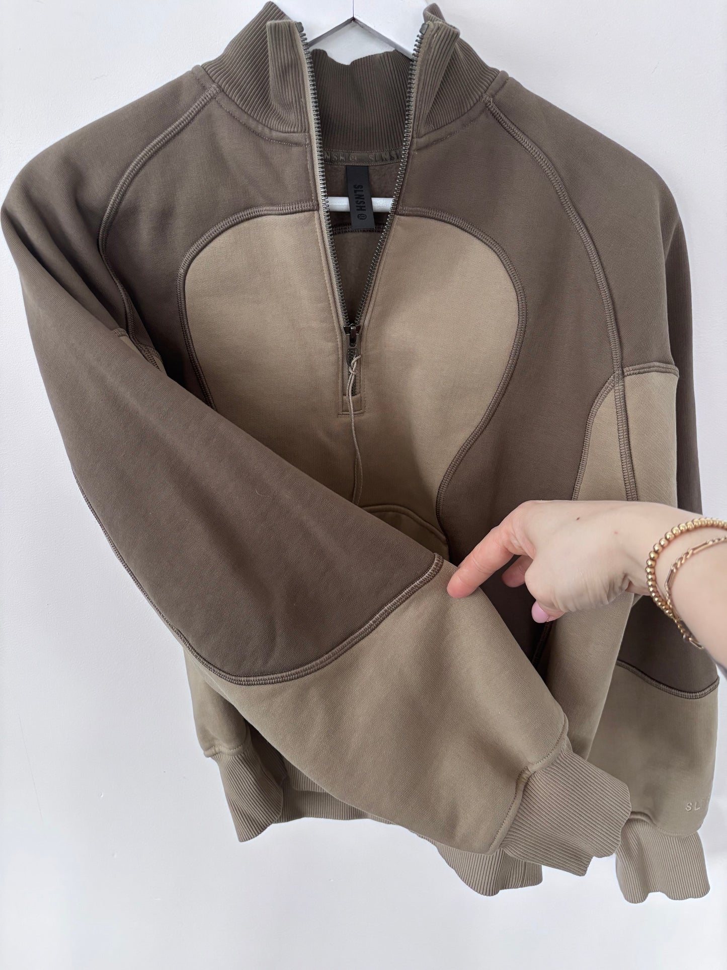 Lululemon Cotton Fleece Relaxed-Fit Half Zip SLNSH Collection in Nomad/Sheer Oak | Sz Small