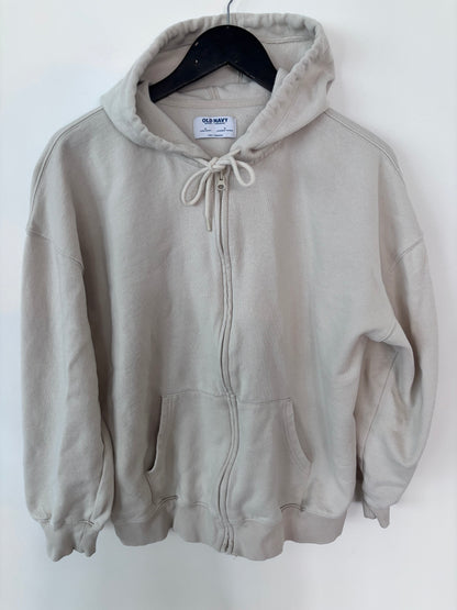 Old Navy Oversized Zip Hoodie Light Oatmeal | Sz Small (fits large)