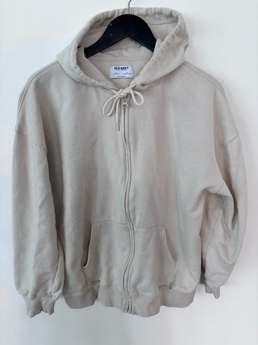 Old Navy Oversized Zip Hoodie Light Oatmeal | Sz Small (fits large)