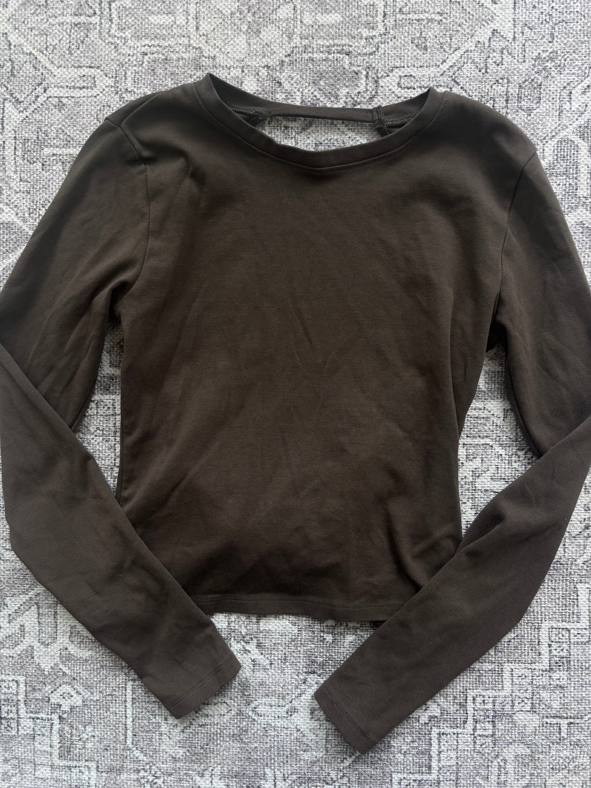 Zara Open/Twist Back Brown Long Sleeve Shirt | Sz Large