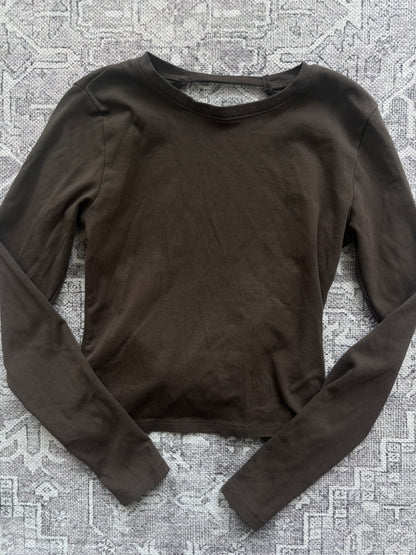 Zara Open/Twist Back Brown Long Sleeve Shirt | Sz Large