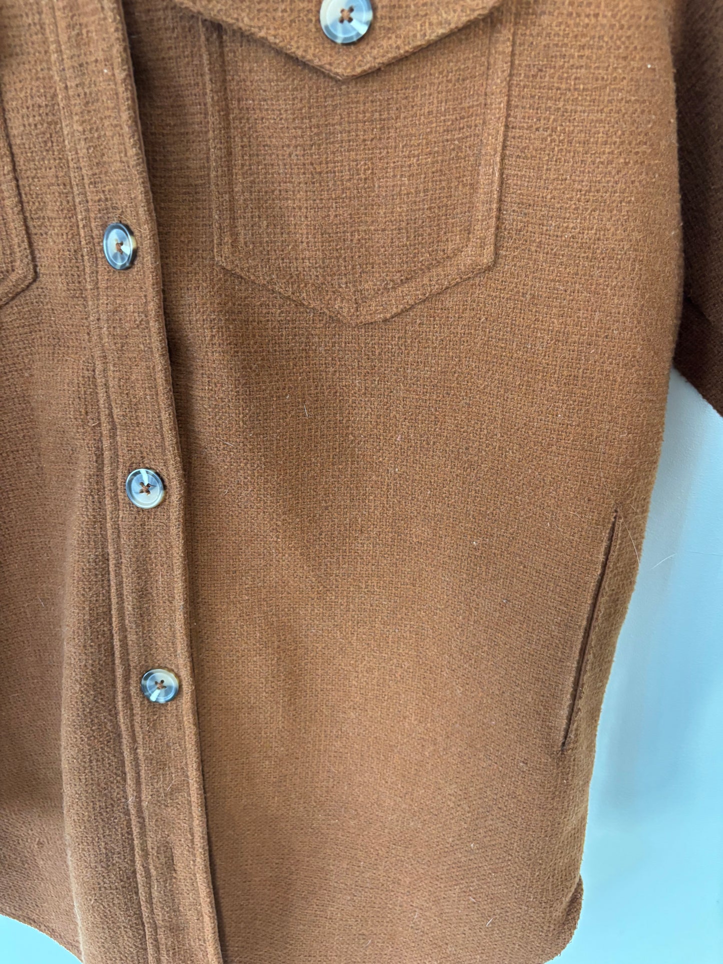 RD Style Textured Knit Shirt Jacket Cognac Brown | Sz Small (Oversized)