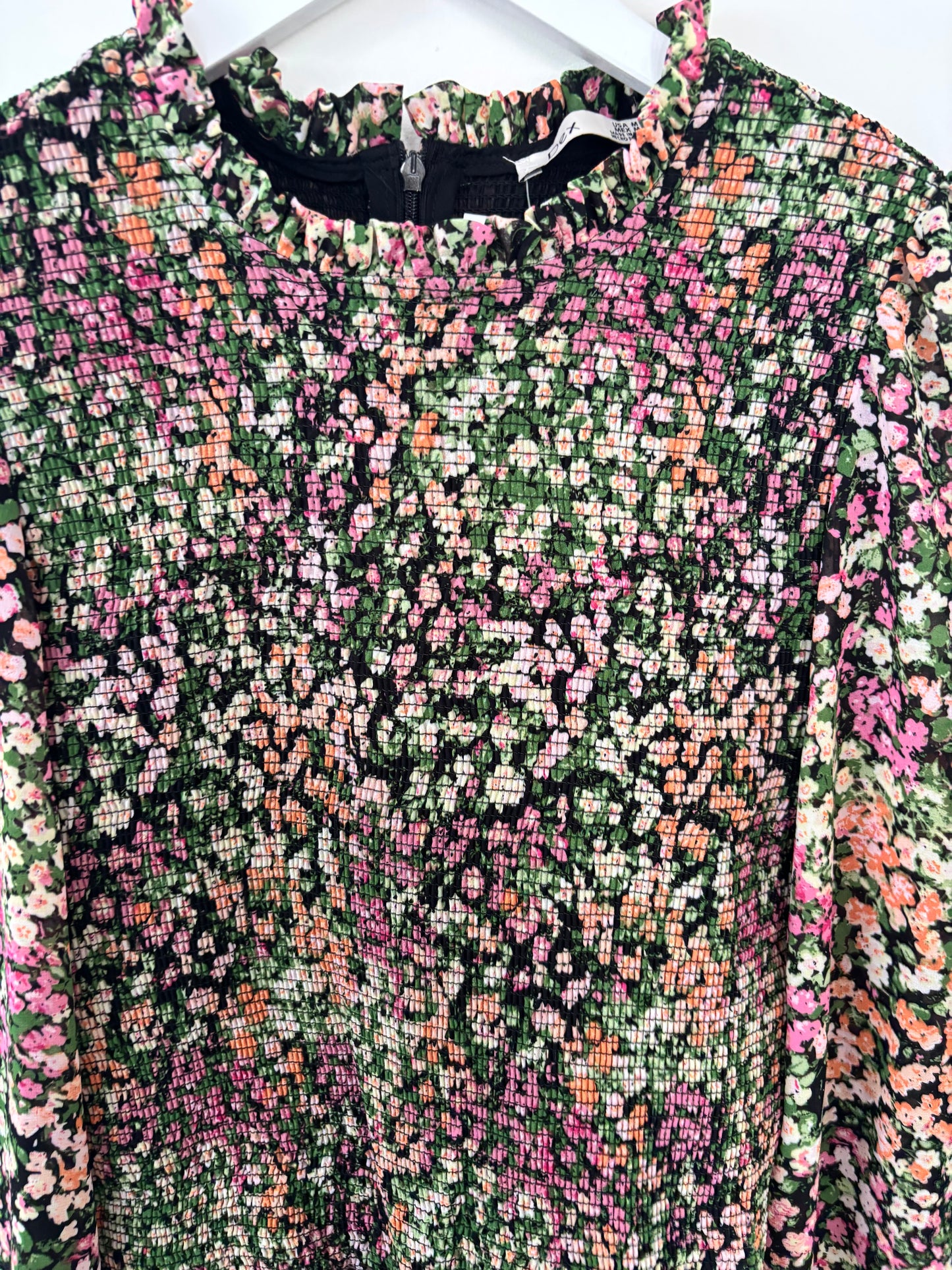 Dex Smock Floral Top Ruffle Hem | Sz Medium (A61T2)