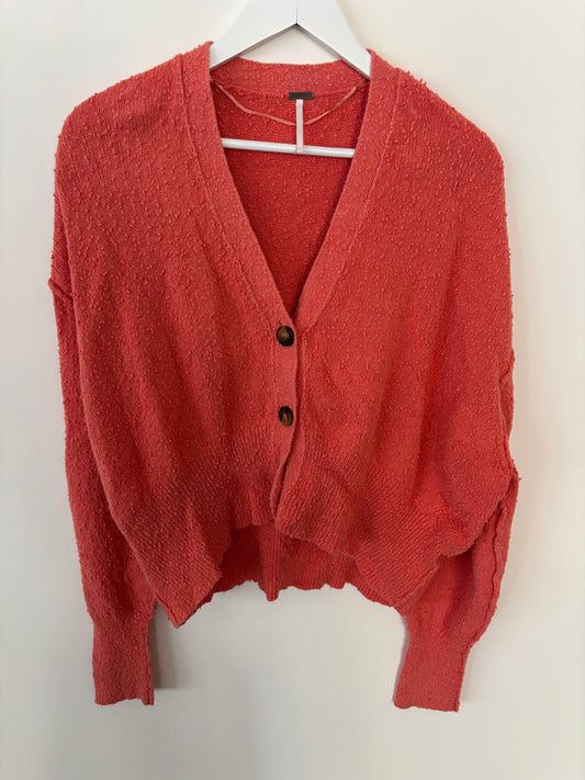Free People Found My Friend Cardigan in Peach/Coral | Sz Small (F104LP2)