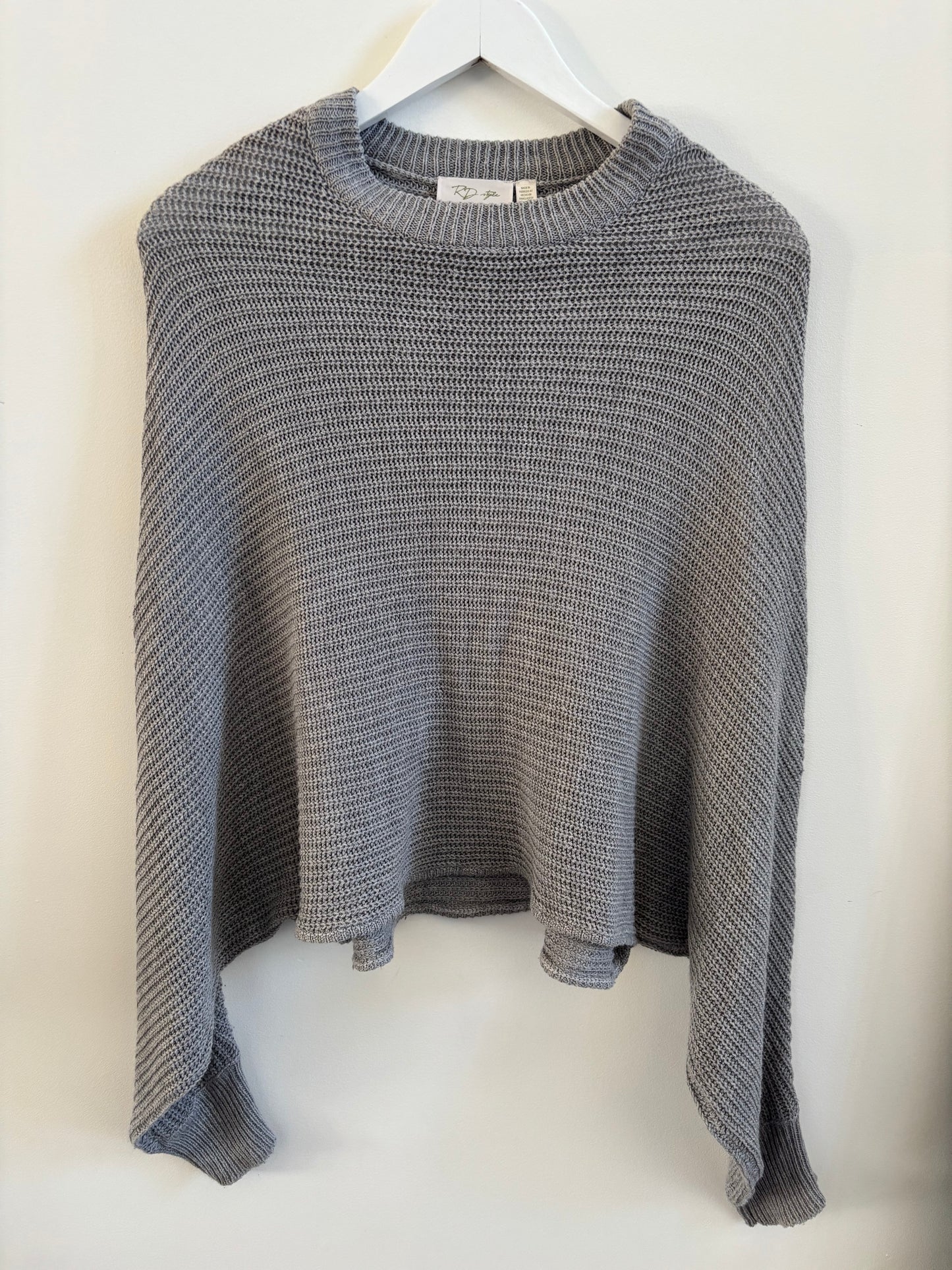 RD Style Grey Knit Crop Sweater | Small (fits larger) (O95P3)