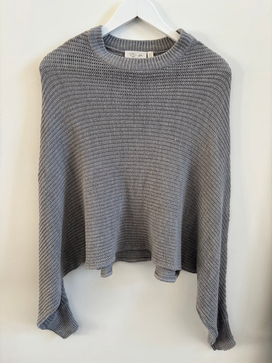 RD Style Grey Knit Crop Sweater | Small (fits larger) (O95P3)