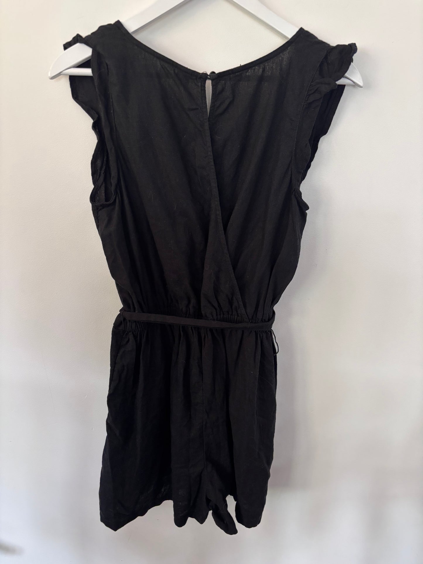 Old Navy Linen Blend Black Romper | Sz Medium (flaw)