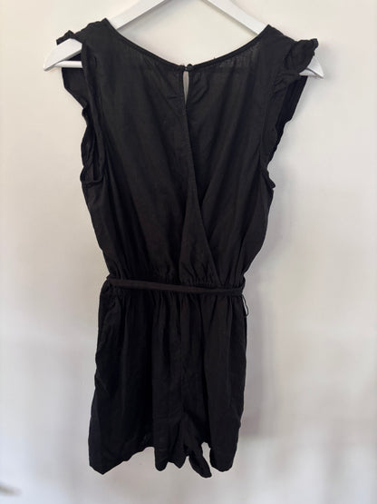 Old Navy Linen Blend Black Romper | Sz Medium (flaw)