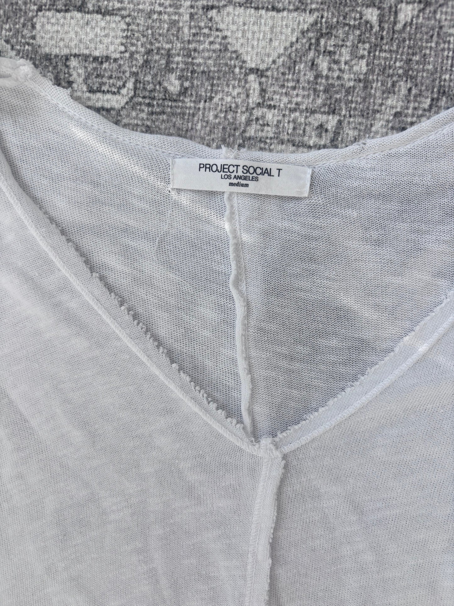 Project Social T White V-neck Shirt | Sz Medium