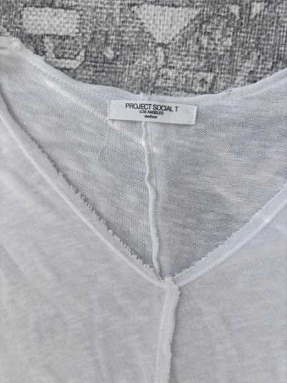 Project Social T White V-neck Shirt | Sz Medium