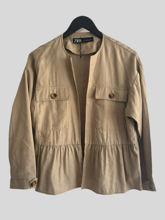 Zara Cropped Peplum Open Jacket | Oversized Small (fits like M)