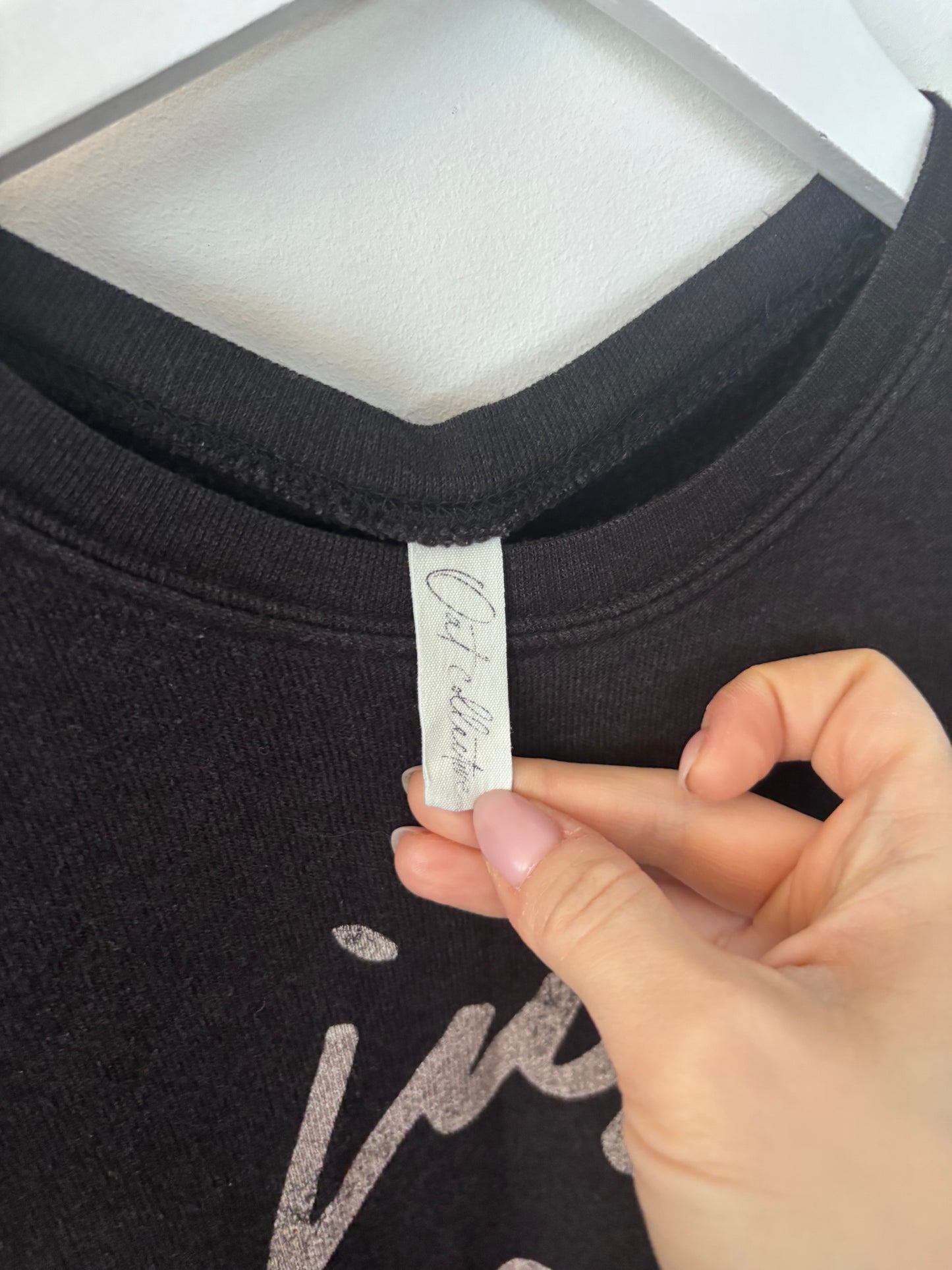 Oat Collective Just Love Black Crewneck Sweater | Sz Small