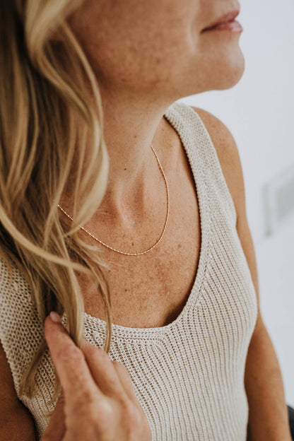 Beaded Ball Bar Necklace 18k Gold Filled Minimal Chain: 16