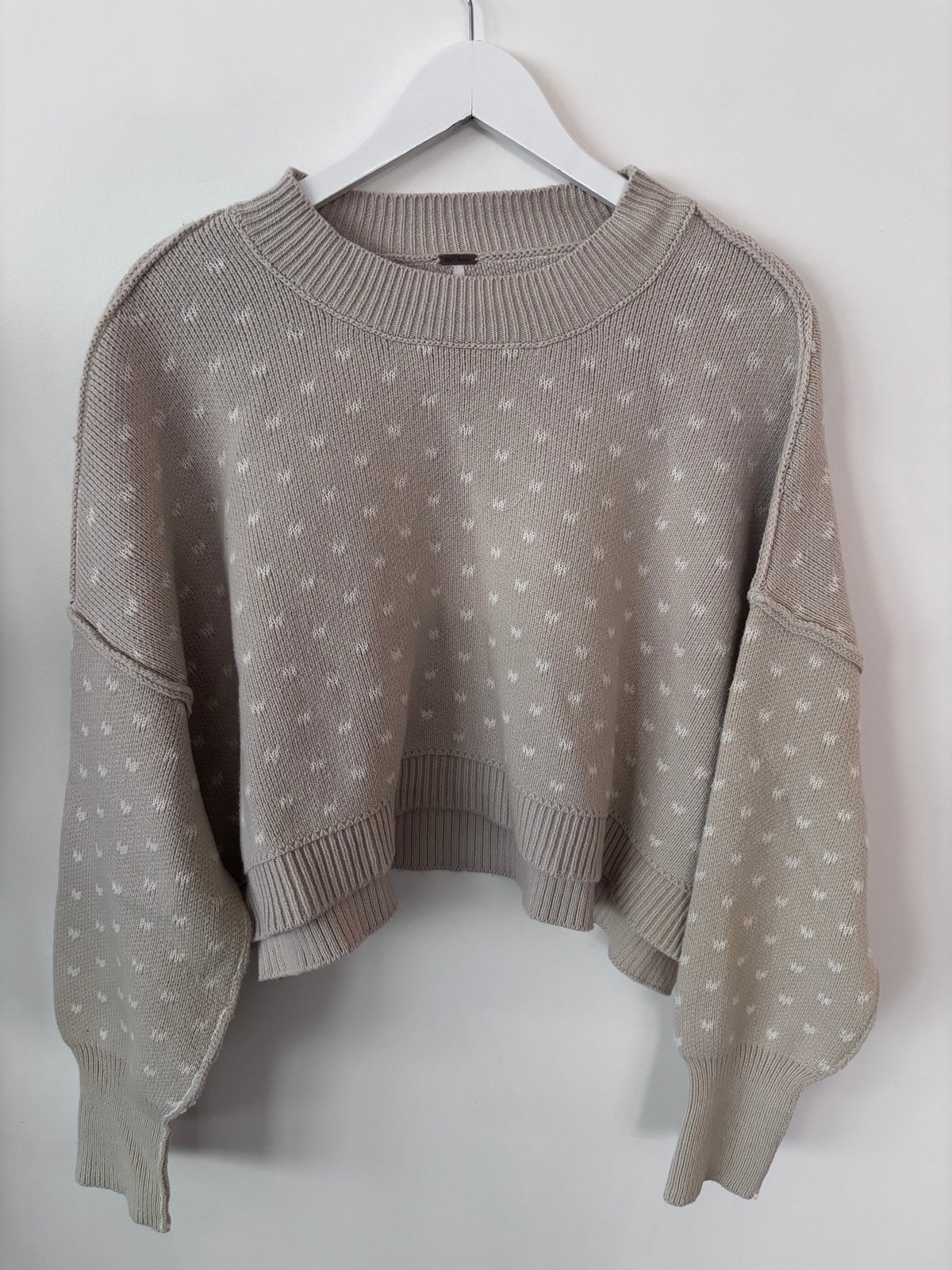 Free People Easy Street Patterned Crop Sweater | Sz Medium