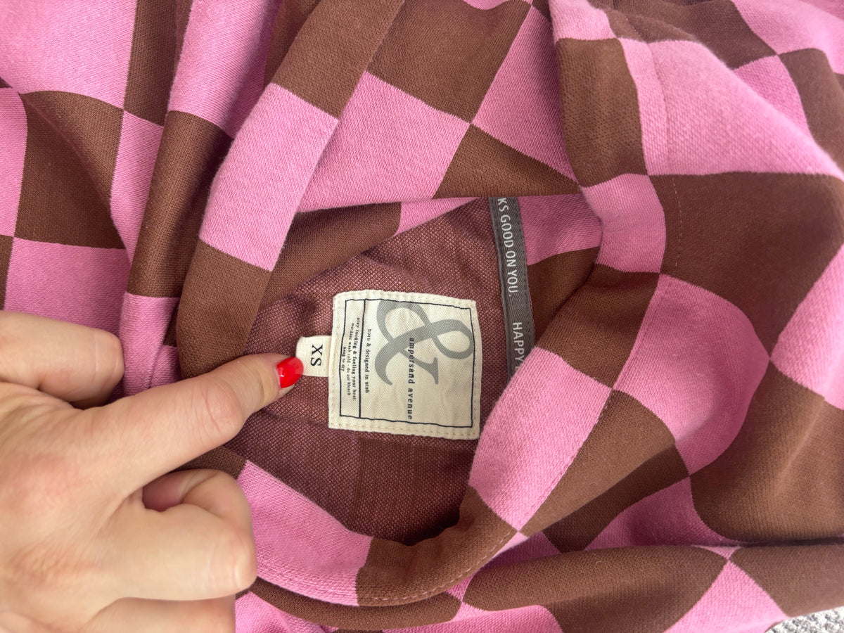 Ampersand Ave Check Sweatsuit Set (Pink & Brown*) | Sz XS/S