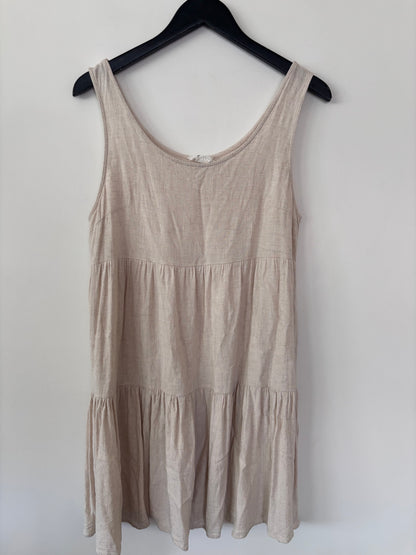 Molly Bracken Linen Tiered Sleeveless Dress | Sz Medium (flaw)