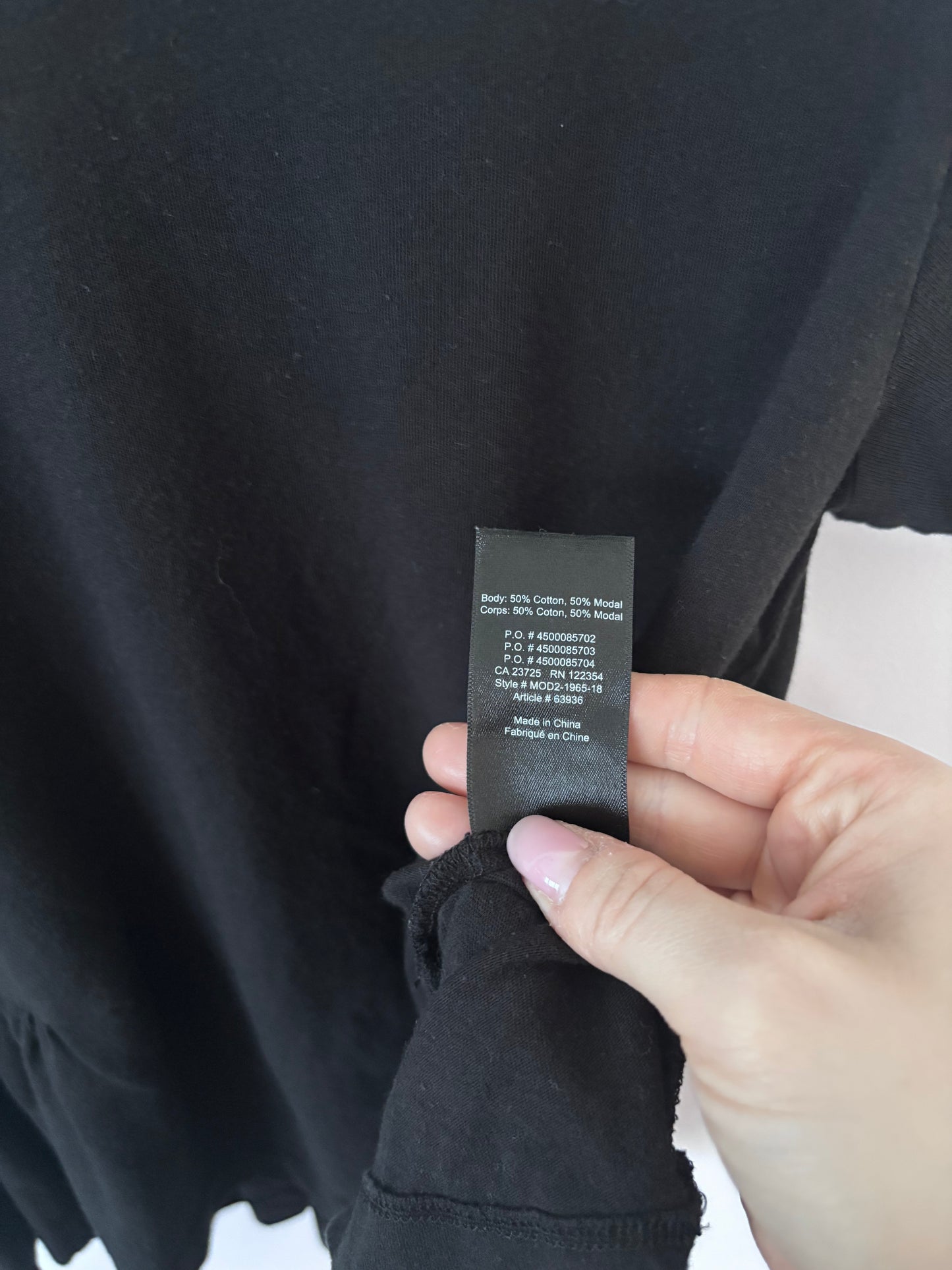 Sunday Best Black Ruffle Hem T Shirt | Sz XXS (Oversized)(F56P3)