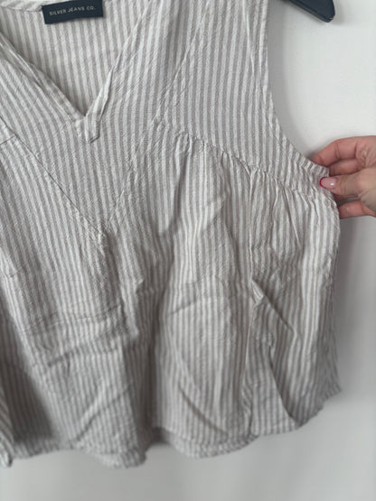Silver Jeans Linen Blend Striped Top | Sz Small