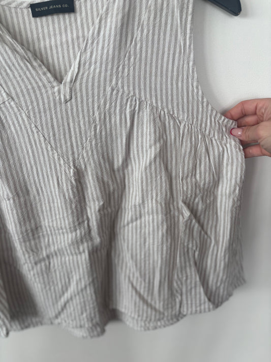 Silver Jeans Linen Blend Striped Top | Sz Small