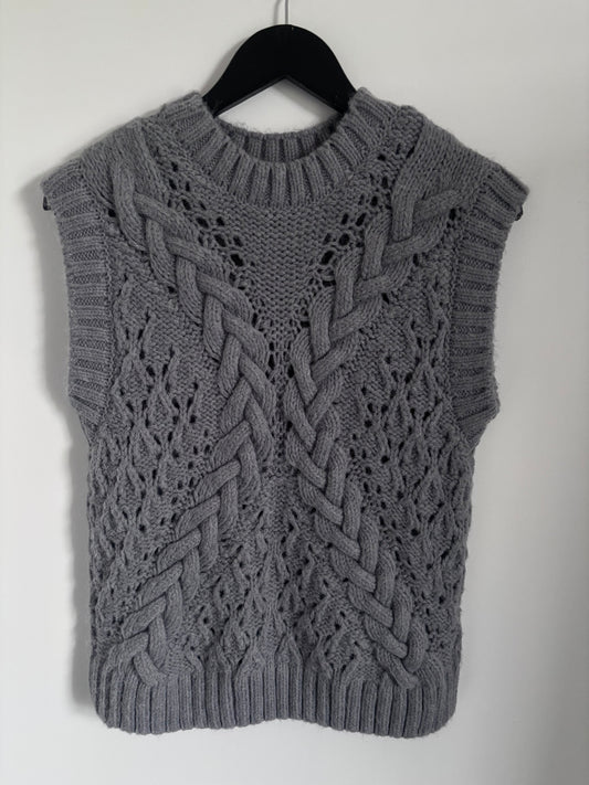 Zara Chunky Grey Knit Vest | Sz Small (oversized)