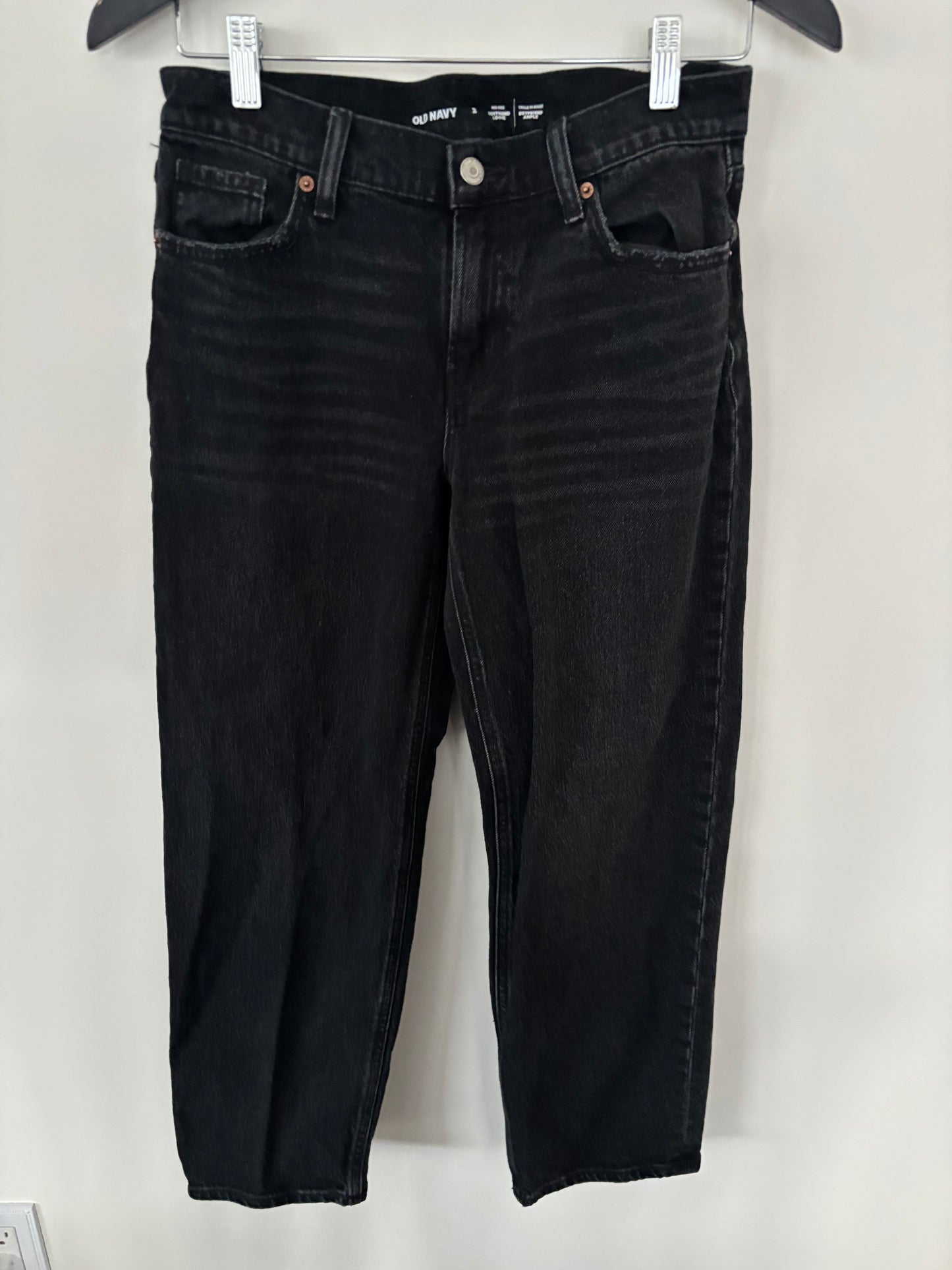 Old Navy Mid Rise Loose Boyfriend Jeans Black Wash | Sz 2 (J125E13)