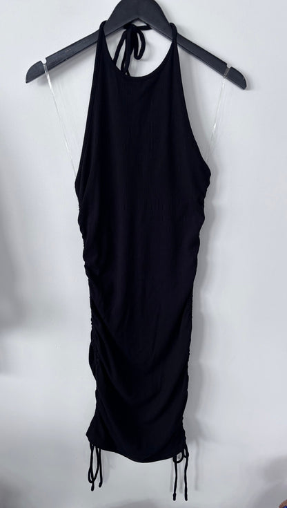 Better Be Black Ruched Halter Dress | Sz Large (fits Medium/Large)