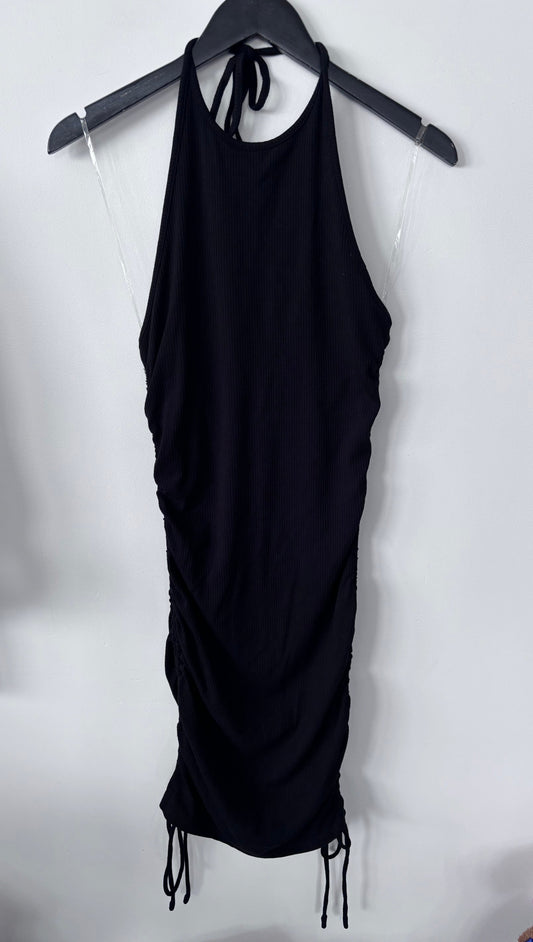 Better Be Black Ruched Halter Dress | Sz Large (fits Medium/Large)