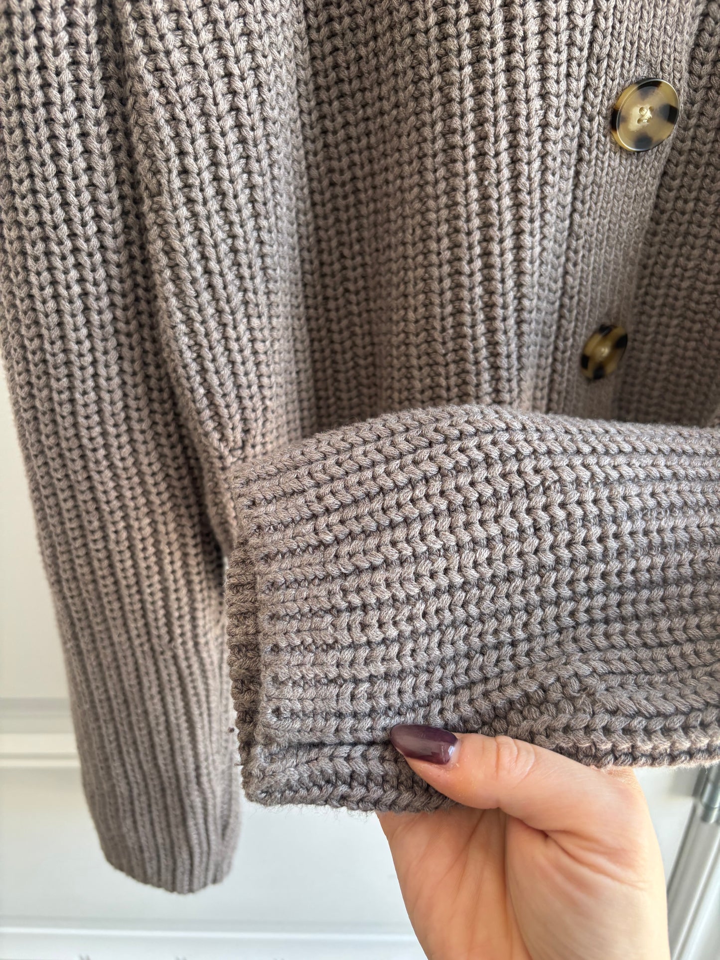 Gap Collared Heavy Knit Cardigan in Toasted Almond Brown | Sz Large