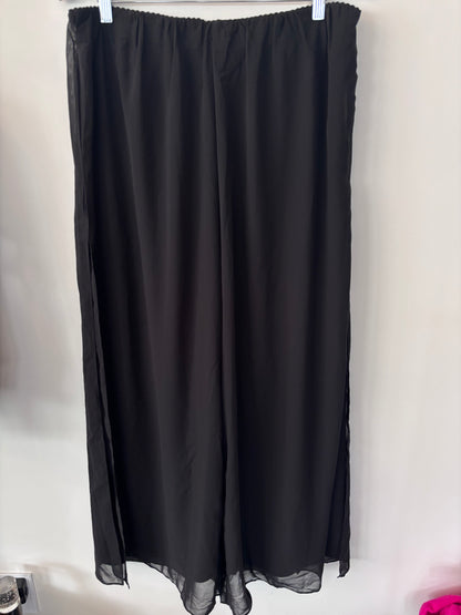 MsGlamour Black Wide Leg Chiffon Layer Pants NWT  | Sz XXL
