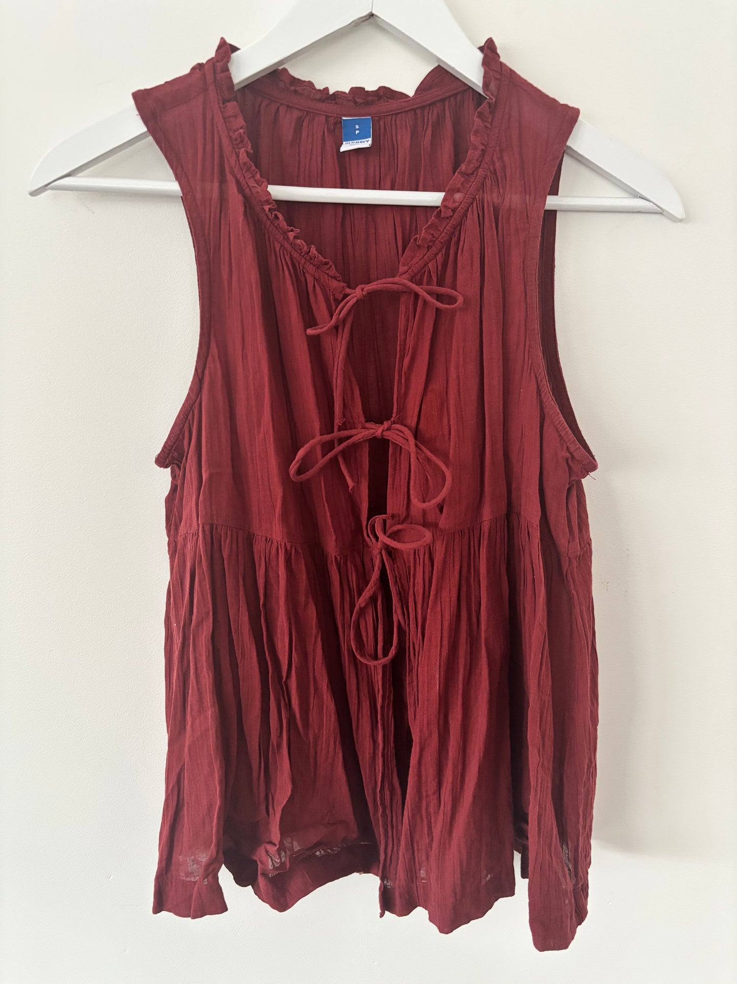 Old Navy Crinkle Gauze Tie-Front Blouse | Small (relaxed fit)(J61BC5)