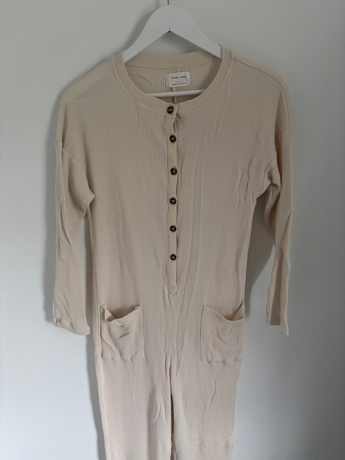 Paper Label Waffle Playsuit (natural) | Oversized Small