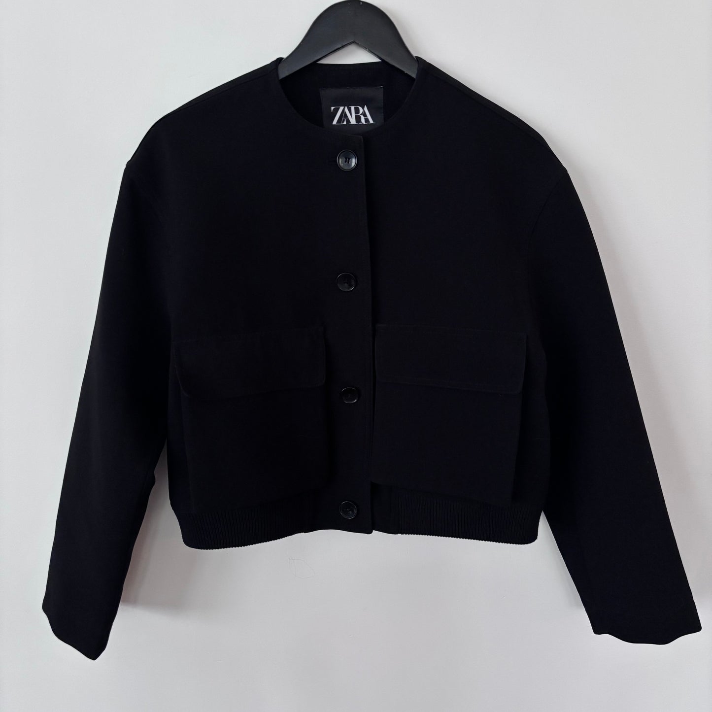 Zara Black Button Up Bomber Jacket | Sz Medium