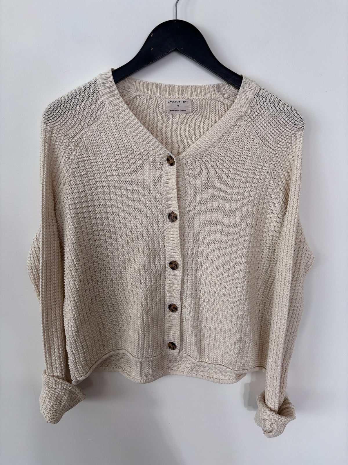 Jackson Rowe Cream Button Up Cardigan | Sz XS