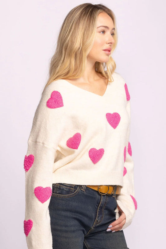 Pink Martini Espera Sweater Off White/Pink | Sz Small (AG1)