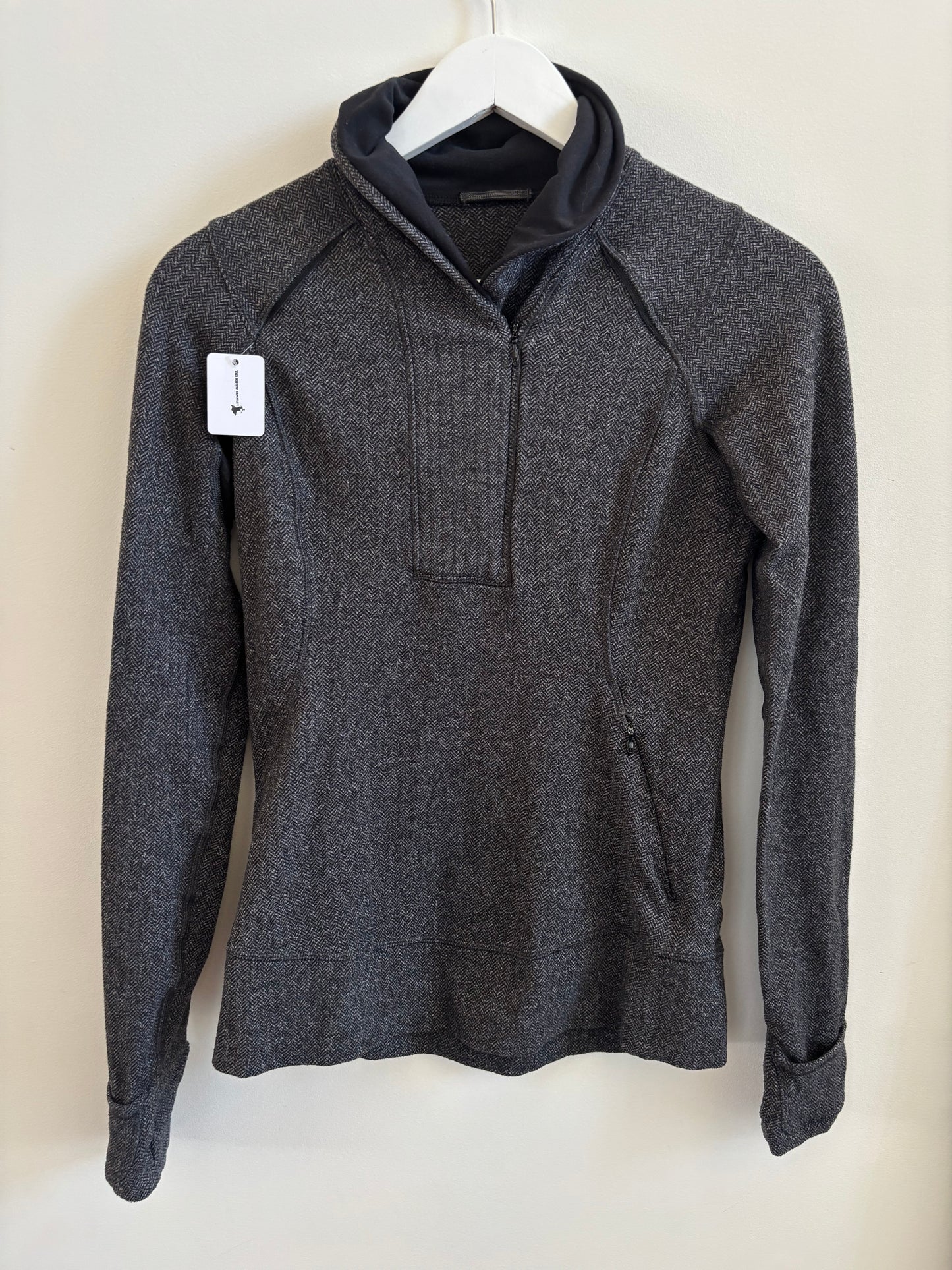 Lululemon Think Fast Pullover in Heathered Herringbone Black | 4 (O61C3)