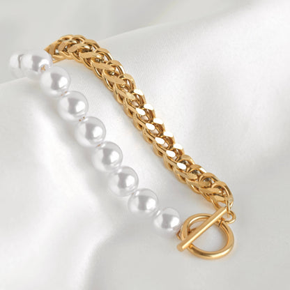 BEJ Mixed Franco and Pearl Toggle Bracelet