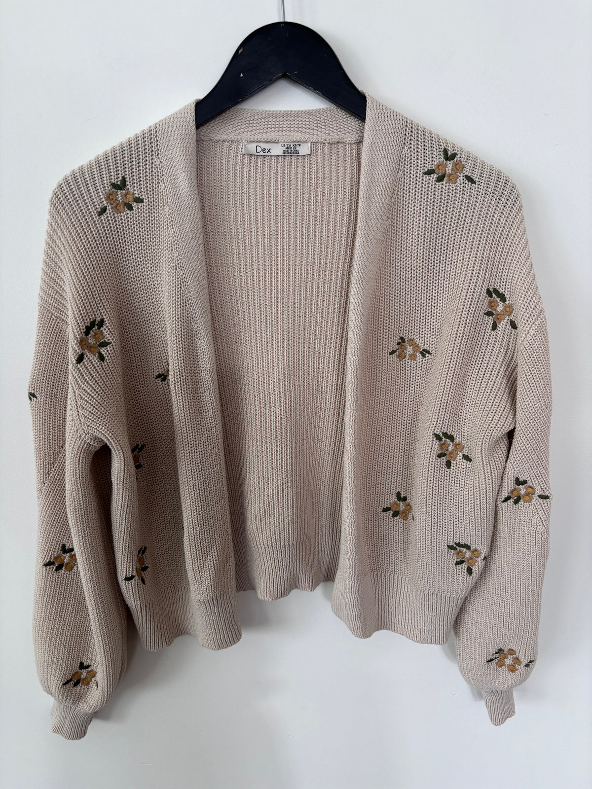 Dex Embroidered Flower Open Cardigan |Sz XS (fits Small)