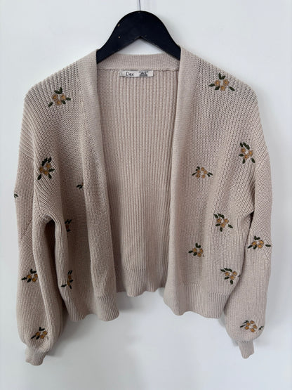 Dex Embroidered Flower Open Cardigan |Sz XS (fits Small)