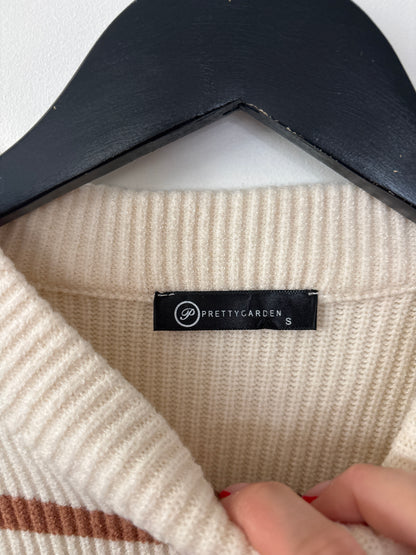 Pretty Garden Beige Striped Sweater | Sz Small